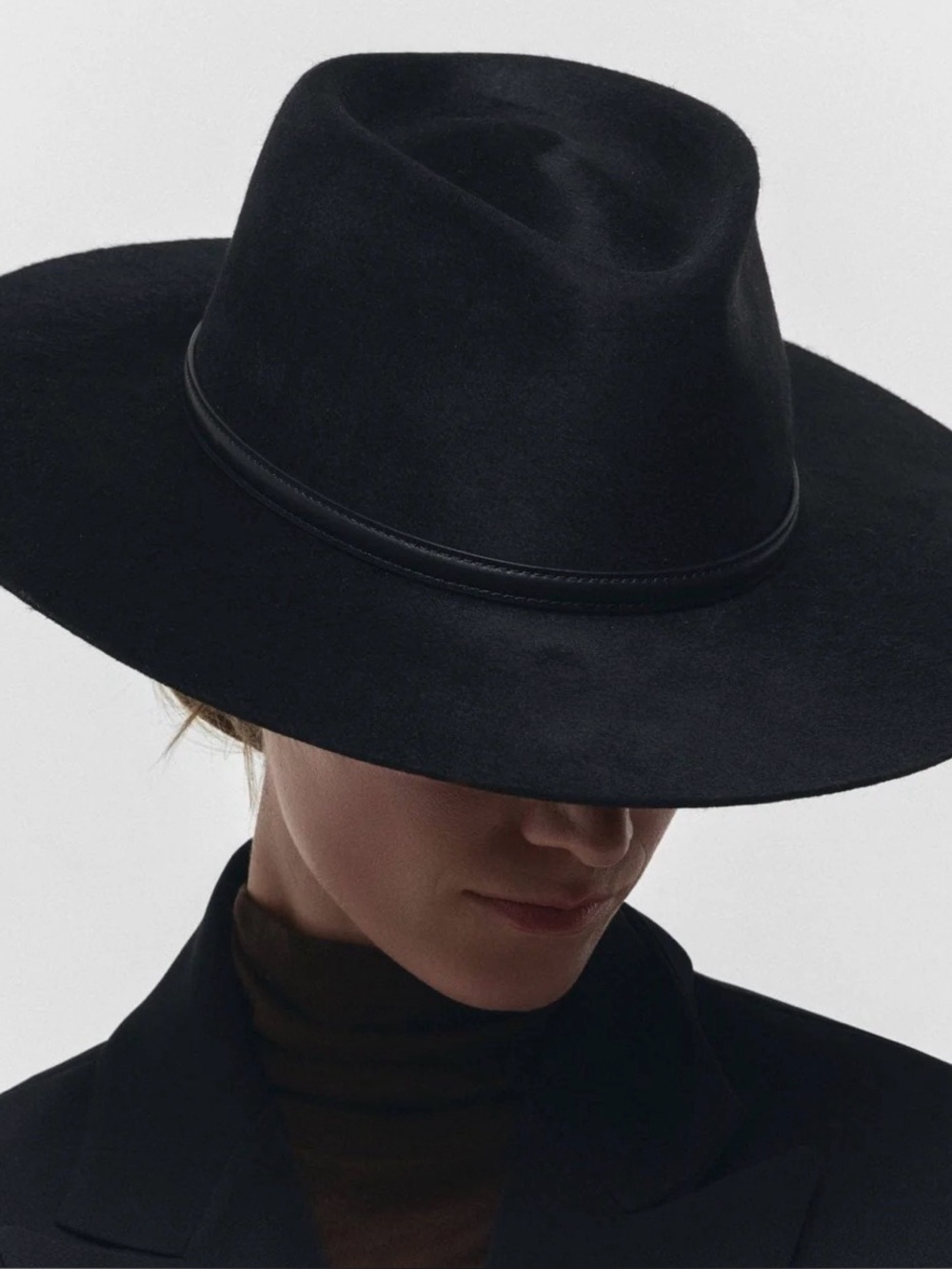 NWT Janessa Leone BECK HAT Wool Fedora Hat Women’s Size MEDIUM Black USA $337